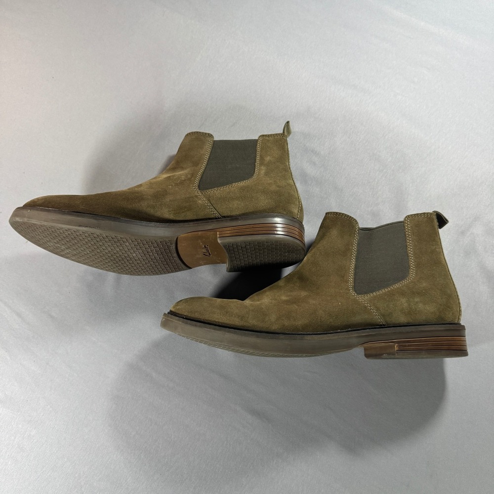 Clarks Chelsea Boots Mens 11.5 Brown Suede Ultimate Comfort Pull On Ankle Boot
